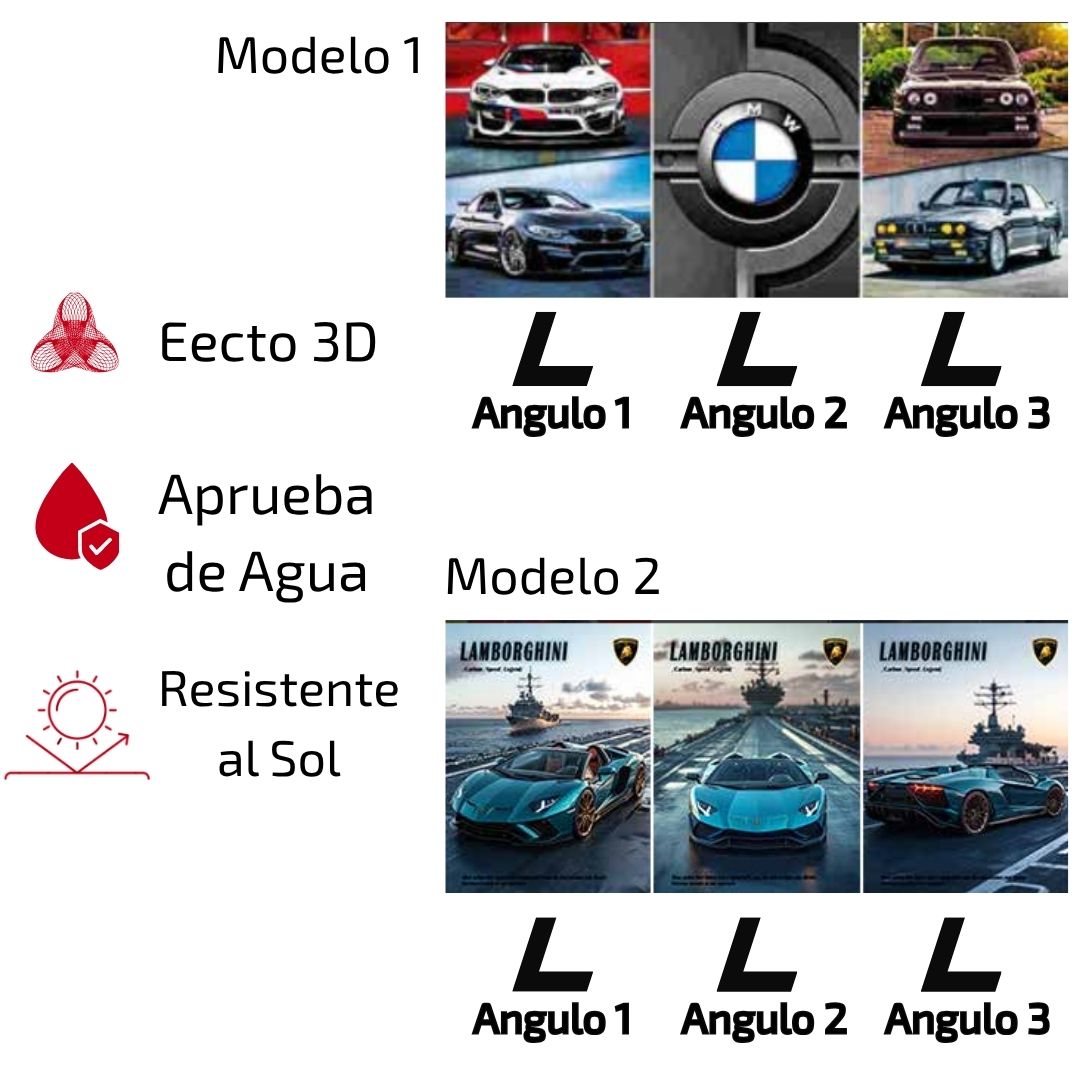 Cuadro Lenticular 3D de Superdeportivos